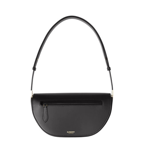BURBERRY/博柏利  Olympia系列 黑色滑面皮革半月形复古腋下包单肩包