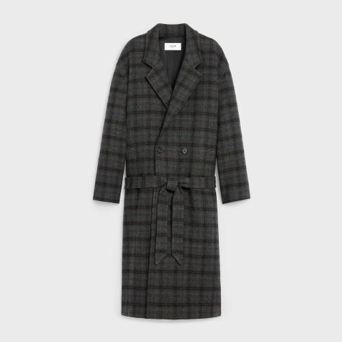  CELINE赛琳思琳 22年秋冬 女士 大衣 MANTEAU PEIGNOIR LAINE CARREAUX 2M988432S.10AA