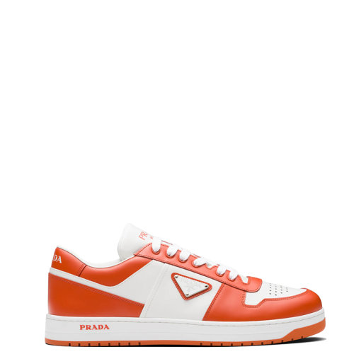 PRADA/普拉达 22年新款 Downtown系列 男士白色/橙色皮革系带运动鞋2EE364_3LKG_F011G