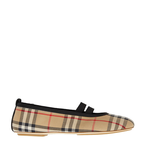BURBERRY/博柏利 徽标细节 Vintage 格纹棉质芭蕾鞋平跟鞋80380561