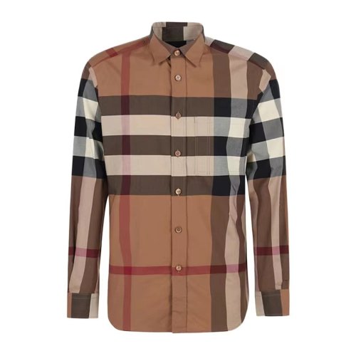 BURBERRY/博柏利   棕色格纹男士长袖衬衫  80337640