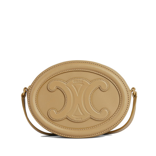 CELINE/赛琳 22新款CUIR TRIOMPHE系列 女士橄榄色光滑牛皮革凯旋印花椭圆形单肩斜挎手拿月饼包10I703DPQ.31OV