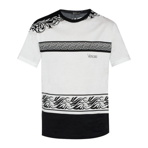 VERSACE/范思哲 男士拼色棉质经典字母徽标印花装饰圆领上衣短袖T恤 A79334-A225185-A737