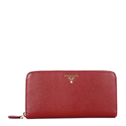 PRADA/普拉达 女士红色长款拉链钱包钱夹手拿包