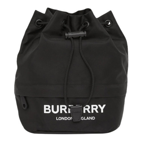 BURBERRY/博柏利 女士黑色徽标印花ECONYL?抽绳包女包 8032188