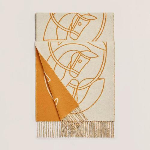  HERMES爱马仕 22年秋冬 女士 围巾 Echarpe Casaque Entrelacs Equestres H253955S 03