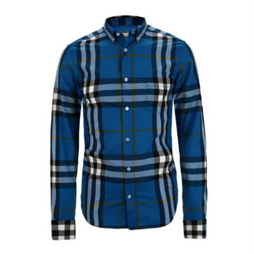 BURBERRY/博柏利20春夏 男装 服饰 经典格纹 蓝色 棉质衬衣 男士长袖衬衫 3902360