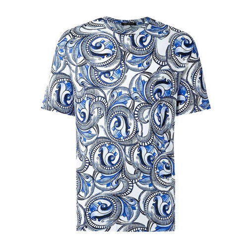 VERSACE/范思哲  男士蓝白印花圆领上衣短袖T恤  A76113-1173-A74P