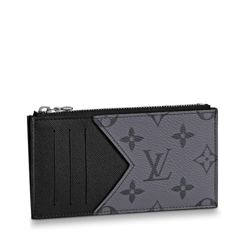 Louis Vuitton/路易威登 经典款 男士老花帆布配皮银扣拉链开合零钱包卡夹M69533