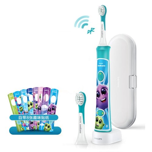 Philips/飞利浦 电动牙刷 智能APP蓝牙版 儿童声波震动自动牙刷(自带刷头*2) HX6322/29旅行版【让你的宝宝爱上刷牙】