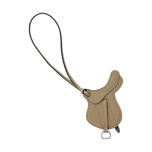 HERMES/爱马仕 女士浅褐色小牛皮马鞍包包配件H075351CA14
