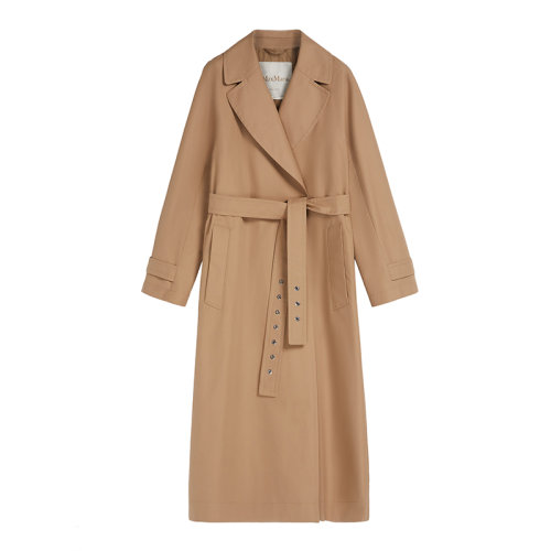 MaxMara/麦丝玛拉 22年早春新款 ETRENCH系列 女士驼色纯棉防水华达呢喇叭形剪裁风衣夹克9021122706031