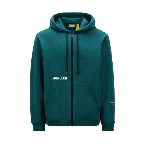 Moncler/蒙克莱 22年秋冬新款 Maya 70系列FRGMT藤原浩合作款 男女同款深绿色纯棉徽标拉链连帽衫卫衣外套H209U8G00006M2372850