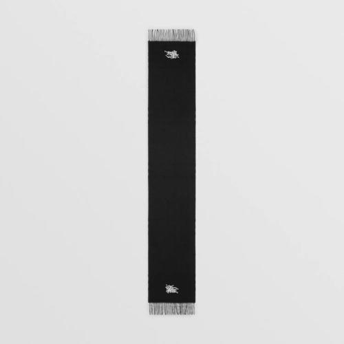  BURBERRY 22年秋冬 女士 双面两用格纹拼人造水晶装饰马术骑士羊绒围巾 80621861