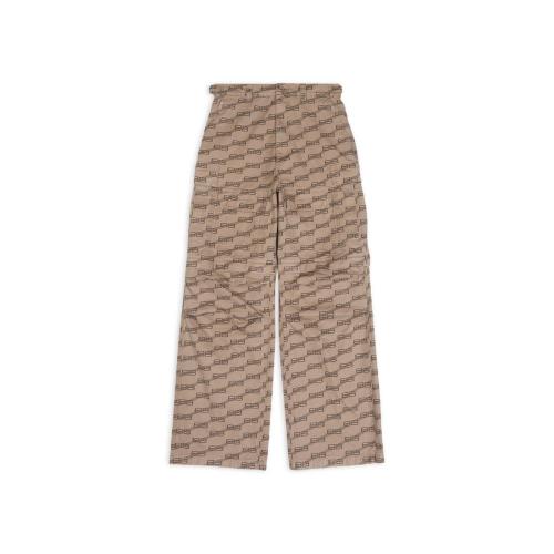  BALENCIAGA巴黎世家 22年秋冬 男士 休闲裤 Mens Bb Monogram Cargo Trousers in Beige 704423