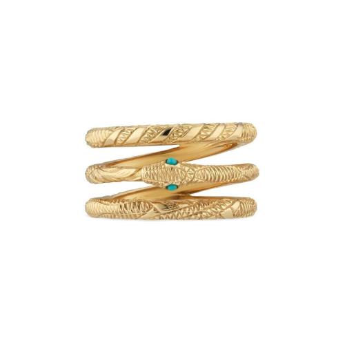 GUCCI古驰 22年秋冬 女士 黄金衔尾蛇三环戒指 553894 I1930 8076