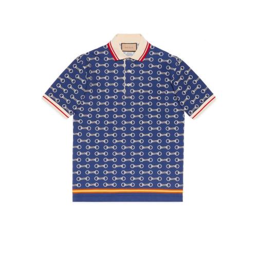  GUCCI古驰 22年秋冬 男士 马衔扣印花棉质Polo衫 717391 XJEWA 4580