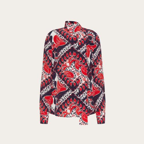  VALENTINO华伦天奴 22年秋冬 女士 长袖衬衫 CHEMISE EN CREPE DE CHINE a IMPRIMé ARCHIVE M