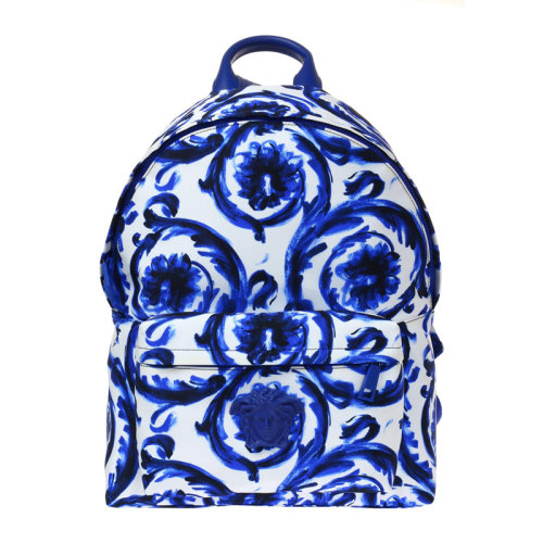 VERSACE/范思哲  男士白蓝拼色图案双肩包背包男包 DFZ5350-DNSPB-KMBB