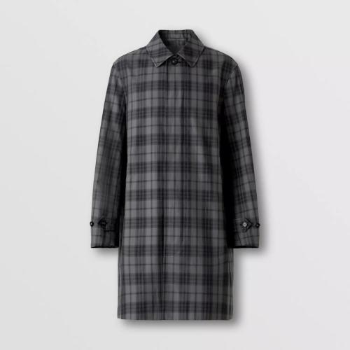  BURBERRY 22年秋冬 男士 反光格纹棉质混纺轻便大衣 80613141