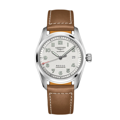 LONGINES/浪琴 先行者系列 男士银色自动机械精钢表壳和小牛皮表带腕表40毫米L3.810.4.73.2