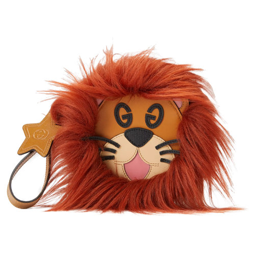 GUCCI/古驰 22新款 儿童款橄榄绿灯芯绒星星GG拉链拉链封口狮子造型手提包7048062S8CN2892