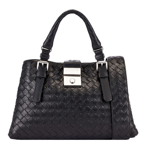 Bottega Veneta/葆蝶家  女士黑色编织皮革手提包576337-VQ13C-6208