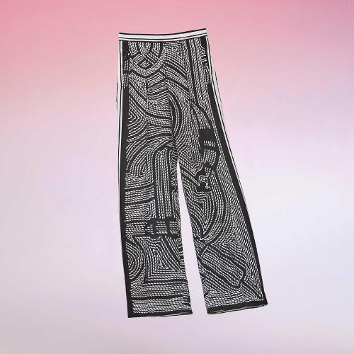  HERMES爱马仕 22年秋冬 女士 休闲裤 Pantalon Inspiration Pyjama imprime ??Eperon d%26s;Or