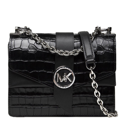 Michael Kors/迈克·科尔斯 Greenwich系列 女士黑色小号皮革单肩包斜挎包女包 32T1SGRC5E-BLACK