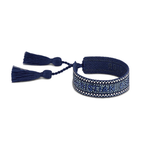 DIOR/迪奥 22新款 J'ADIOR系列 女士宝蓝色绣花棉绒球配宝蓝色水晶手链B1598ADRCY_D29B