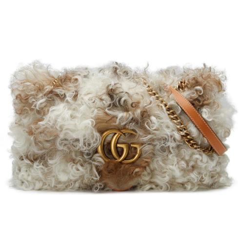  GUCCI古驰 22年秋冬 女士 GG Marmont系列小号环保羊毛皮肩背包 443497 AABHM 9071
