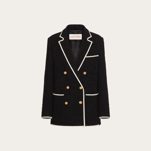 VALENTINO华伦天奴 22年秋冬 女士 西服外套 BLAZER LéGER EN WOOL TWEED 2B3CEE607LV0NA