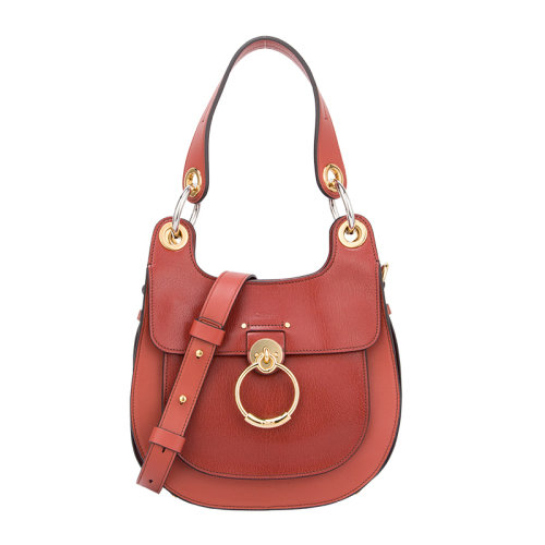 CHLOE/克洛伊 女士黑色牛皮圆环装饰翻盖可拆卸肩带手提包单肩包斜挎包女包 C19AS158-B30-001