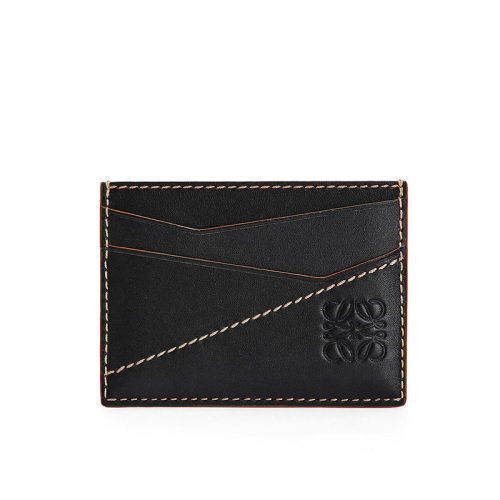 LOEWE/罗意威 Puzzle系列 男士黑色光滑小牛皮缝制拼图卡片夹0010472629