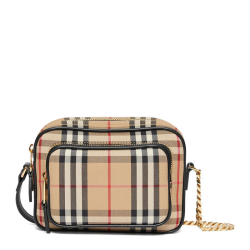 BURBERRY/博柏利Vintage 格纹拼皮革相机包 织物/配皮80212821
