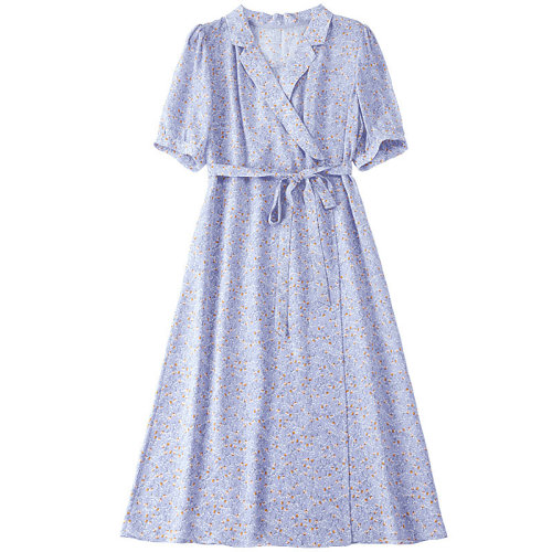 GeleiStory/GeleiStory  春夏新款系带遮肉收腰显瘦桑蚕丝裙子中长款  女装＞女士裙装＞女士连衣裙