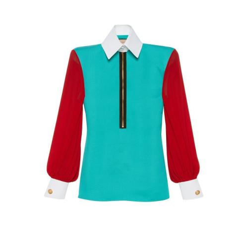  GUCCI古驰 22年秋冬 女士 可拆卸衣领真丝罗缎衬衫 669899 ZAH29 4387