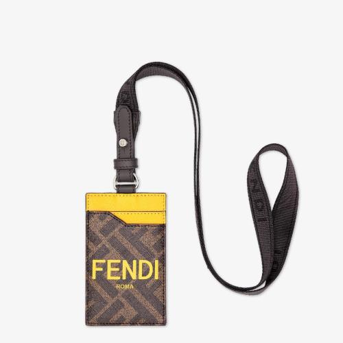  FENDI芬迪 22年秋冬 男士 卡包 棕色布料卡夹 7M033_JJ8F1HRH