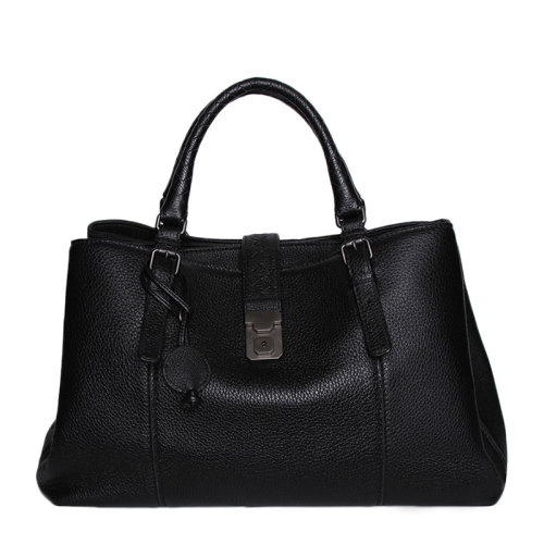 Bottega Veneta/葆蝶家 宝缇嘉 女士 黑色按扣开合皮质手提包 370518VQ9201000 HJH0015X