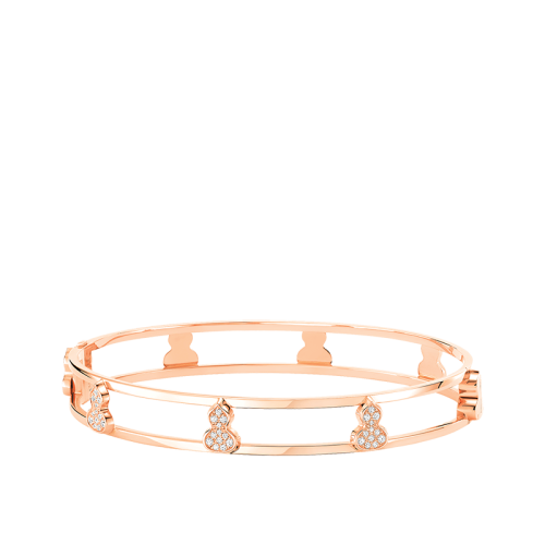 QEELIN/麒麟珠宝 22春夏新款Wulu系列 18K金玫瑰金葫芦造型镶嵌钻石手镯WU-040-SP8BN145-RGD