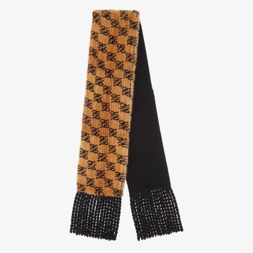  FENDI芬迪 22年秋冬 女士 围巾 双色貂皮和针织围巾 FNG55_IRDF1AAP