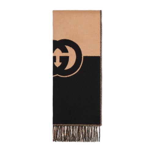  GUCCI古驰 22年秋冬 男士 饰互扣式双G羊毛围巾 715497 4GAAA 1079