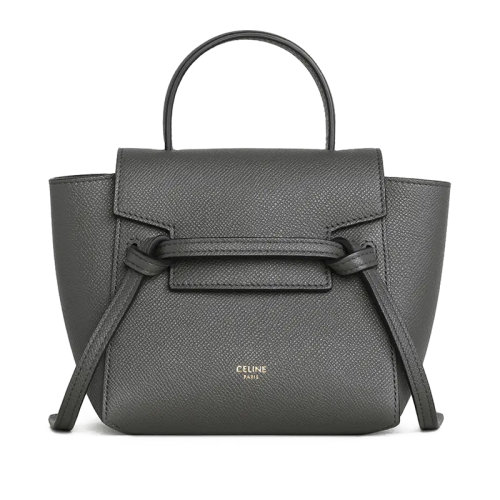 CELINE/赛琳 经典款BELT PICO系列 灰色荔枝纹小牛皮手提单肩金扣PICO鲶鱼包194263ZVA.10DC