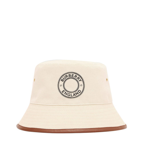 BURBERRY/博柏利 皮革装饰徽标图案帆布渔夫帽80270381