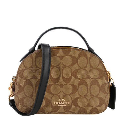 COACH/蔻驰 女士拼色PVC/配皮经典双G印花字母徽标单肩包斜挎包手提包贝壳包女包 F1591I 多色可选