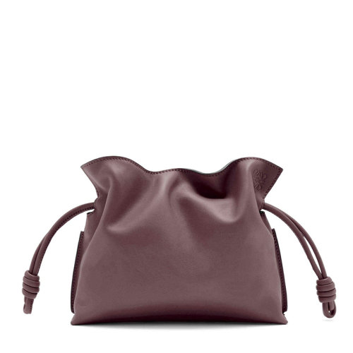 LOEWE/罗意威 22春夏新款Flamenco系列 女士迷你梅子色纳帕牛皮革徽标压印配可拆卸肩带抽绳开合单肩斜挎手拿包0010683829