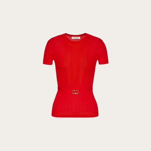  VALENTINO华伦天奴 22年秋冬 女士 短袖衬衫 PULL EN LAINE 2B3KC42A7PK157