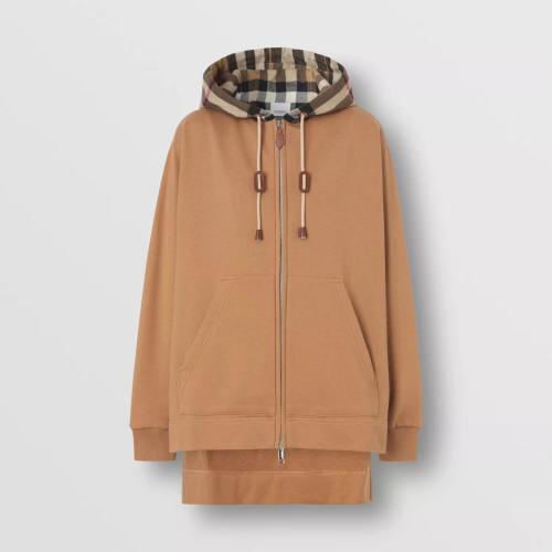  BURBERRY 22年秋冬 女士 棉质宽松格纹连帽上衣 80431801 预定商品1-3周发货