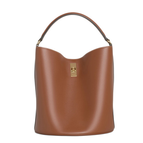 CELINE/赛琳 新款SEAU 16系列 女士黄褐色光滑小牛皮水桶包单肩手提包195573CR4.04LU
