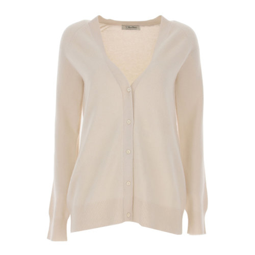 MaxMara/麦丝玛拉 女士纯色羊绒宽松版型弹力罗纹饰边V领针织衫开衫 93460219-600 多色可选